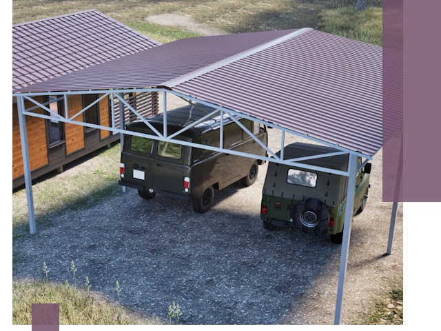 Двускатные навесы под ключ в Твери — изготовление и монтаж